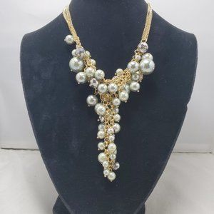 Ali khan Parisian green pearls and cluster necklace with crystal beads